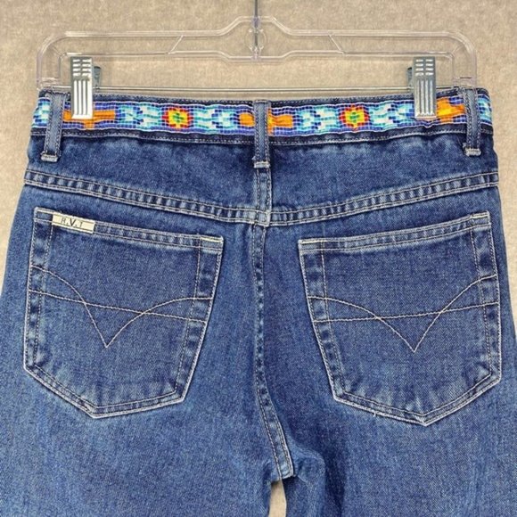 Vintage 1990’s RVT Serve Piping Hot Jeans High Rise Embroidered Dragonfly 7/8 - Picture 4 of 12